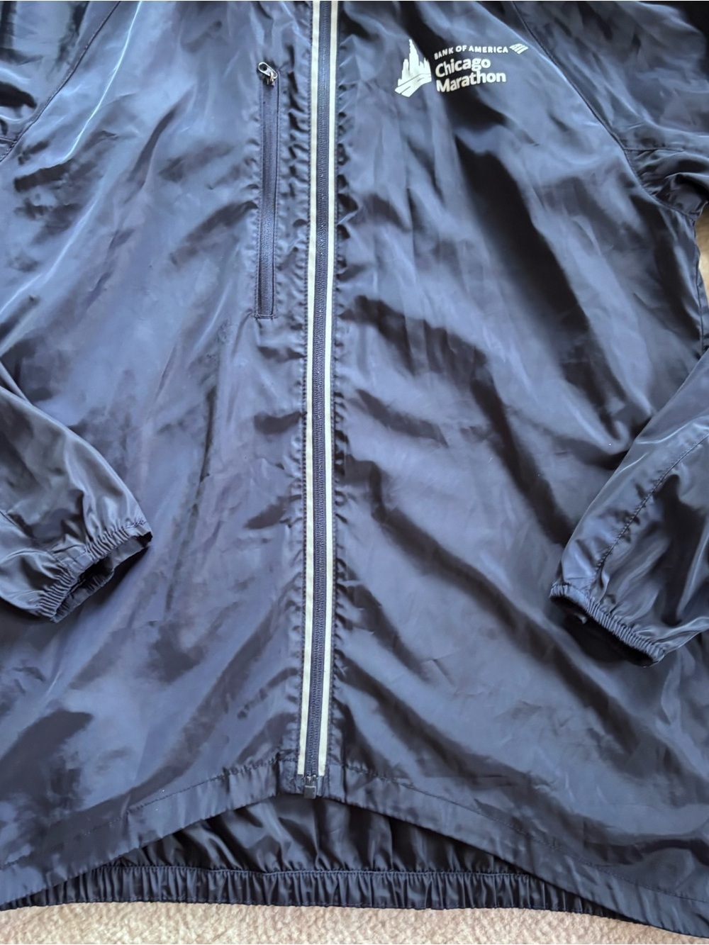 Navy Hooded Windbreaker Running Jacket - Chicago Marathon - Picture 2 of 12